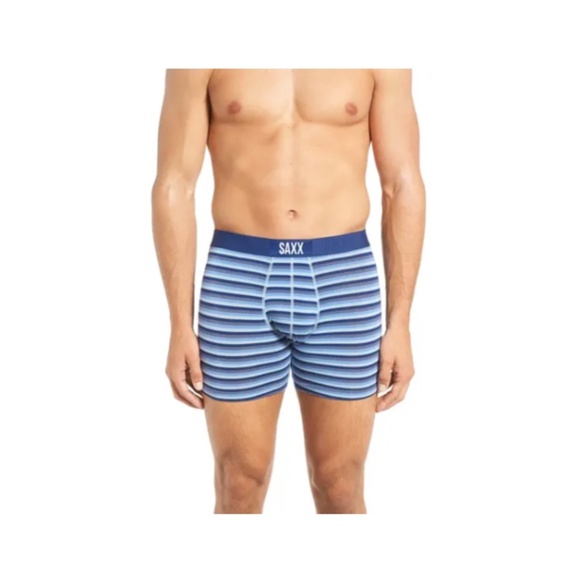 NIB SAXX [ Small XL ] Vibe Modern Fit Stretch Boxer Briefs Blue Stripe‎ - Picture 2 of 16